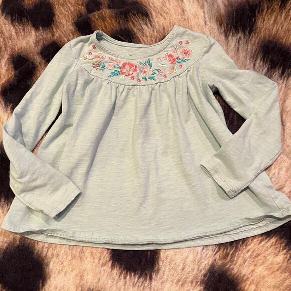 Tommy Bahama Light Blue Floral Top Girls Size Small / 5 - 6 Long Sleeves Fall - Picture 1 of 7